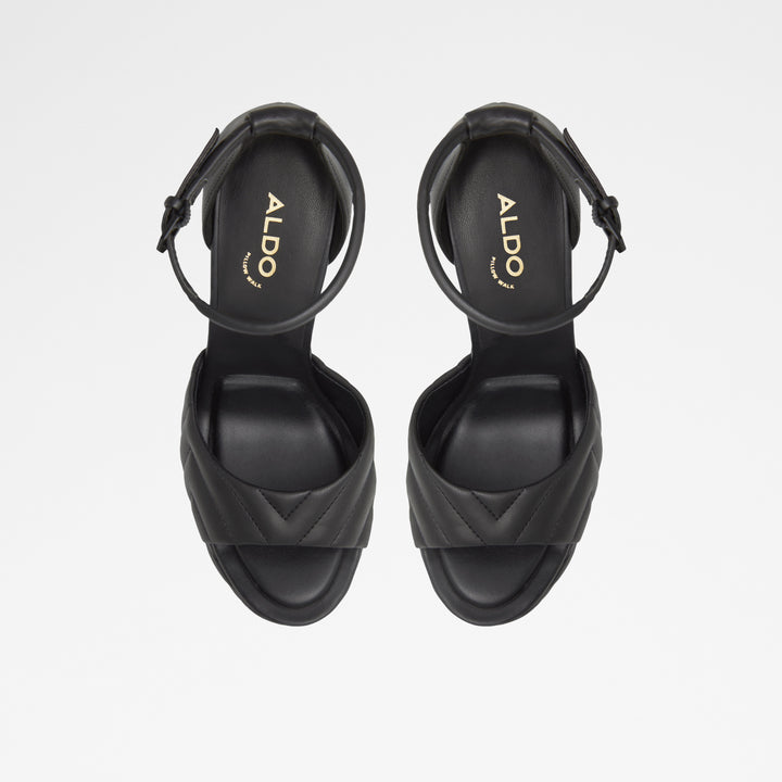 Sandálias em preto, salto em bloco com plataforma - MILENA