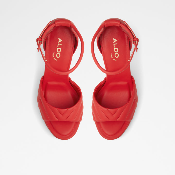 Sandálias em vermelho, salto em bloco com plataforma - MILENA