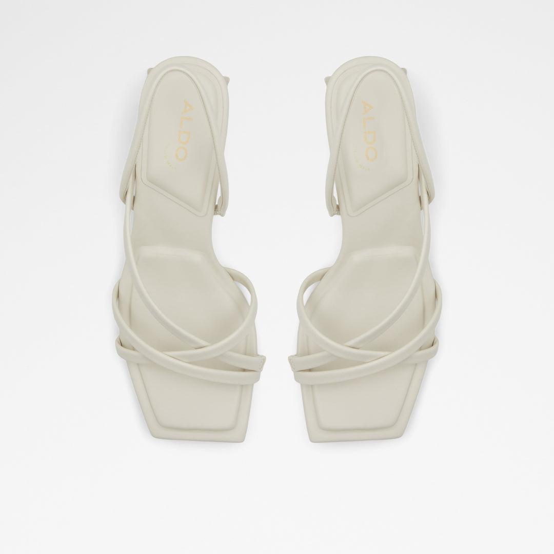 Sandálias em branco cru, salto em bloco - MINIMA