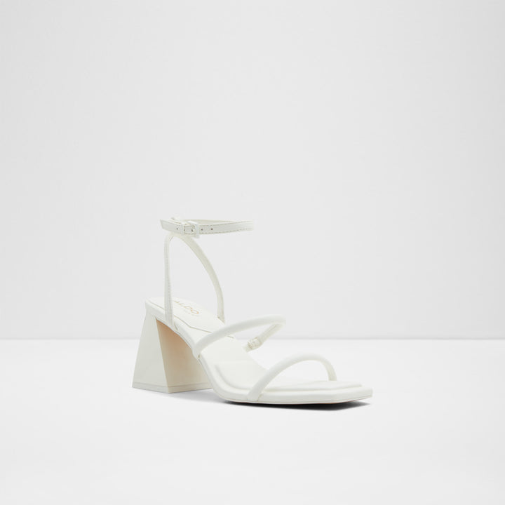 Sandálias em branco, salto em bloco - MIRAN