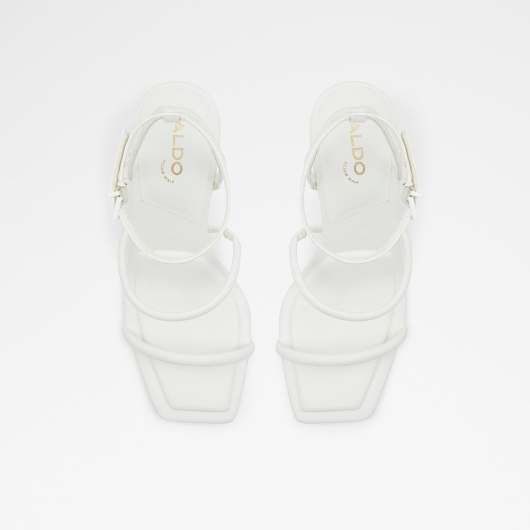 Sandálias em branco, salto em bloco - MIRAN