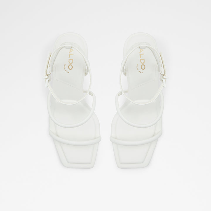Sandálias em branco, salto em bloco - MIRAN
