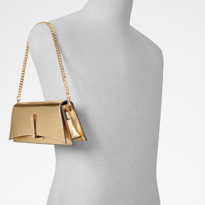 Bolsa de Ombro ALDO Dourada Metalizada com Corrente