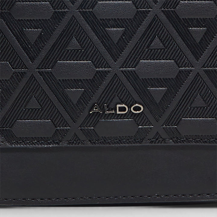 Bolsa Tiracolo ALDO Preta com Painel Texturizado e Fecho Zip