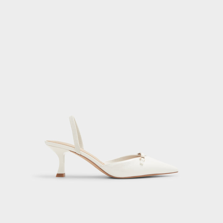 Sapatos em verniz branco, salto em funil - NAILAH