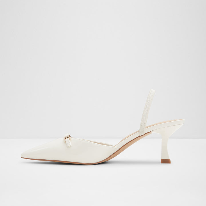 Sapatos em verniz branco, salto em funil - NAILAH