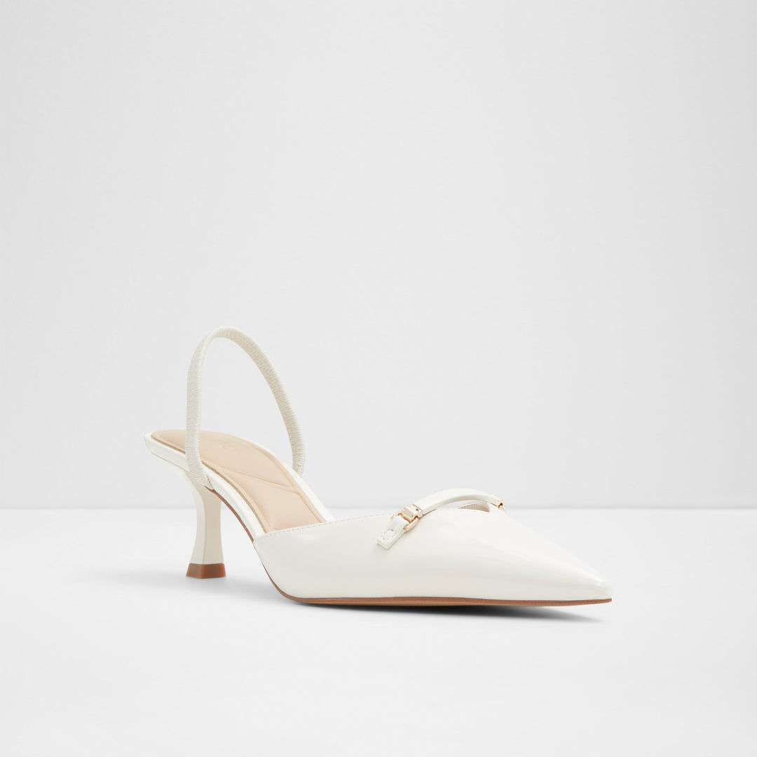 Sapatos em verniz branco, salto em funil - NAILAH