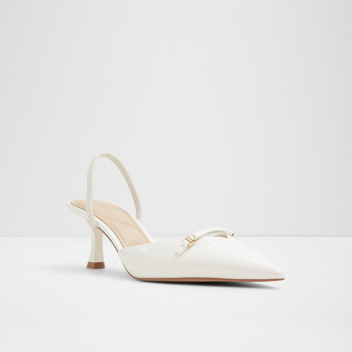 Sapatos em verniz branco, salto em funil - NAILAH
