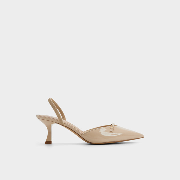 Sapatos em verniz bege, salto em funil - NAILAH