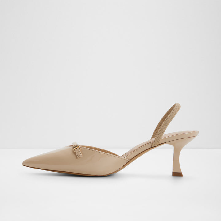 Sapatos em verniz bege, salto em funil - NAILAH