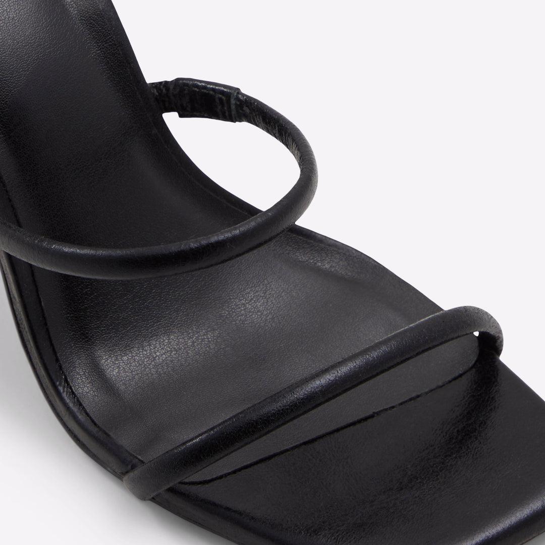 Sandálias em pele preto, salto em bloco - NATAYLA