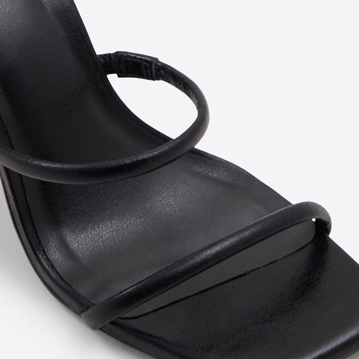 Sandálias em pele preto, salto em bloco - NATAYLA