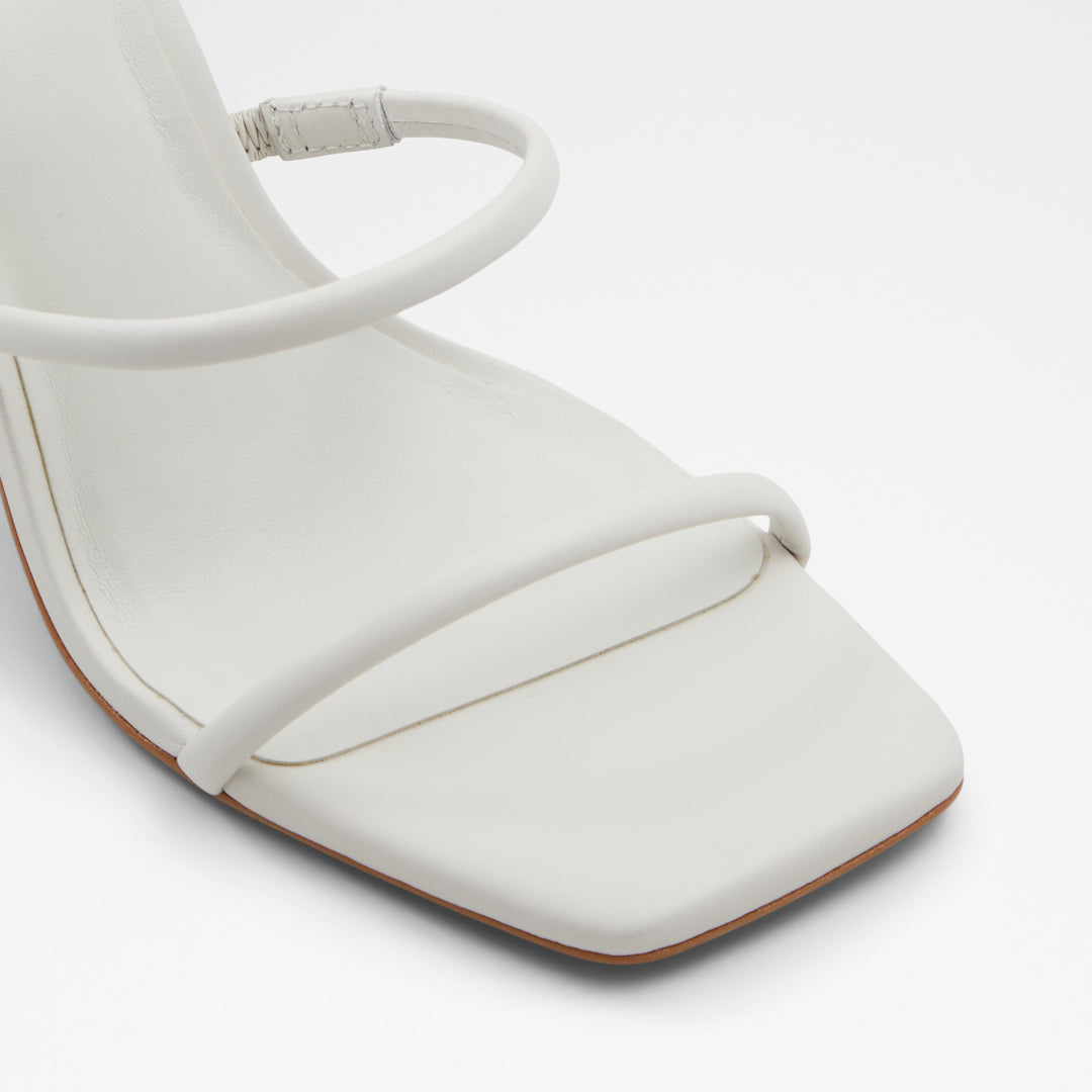 Sandálias em pele branco, salto em bloco - NATAYLA