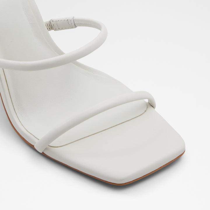 Sandálias em pele branco, salto em bloco - NATAYLA