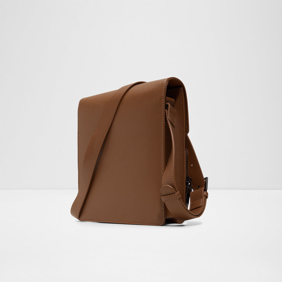 Mala Tiracolo Homem ALDO Castanha Minimalista com Aba e Bolso Frontal com Fecho