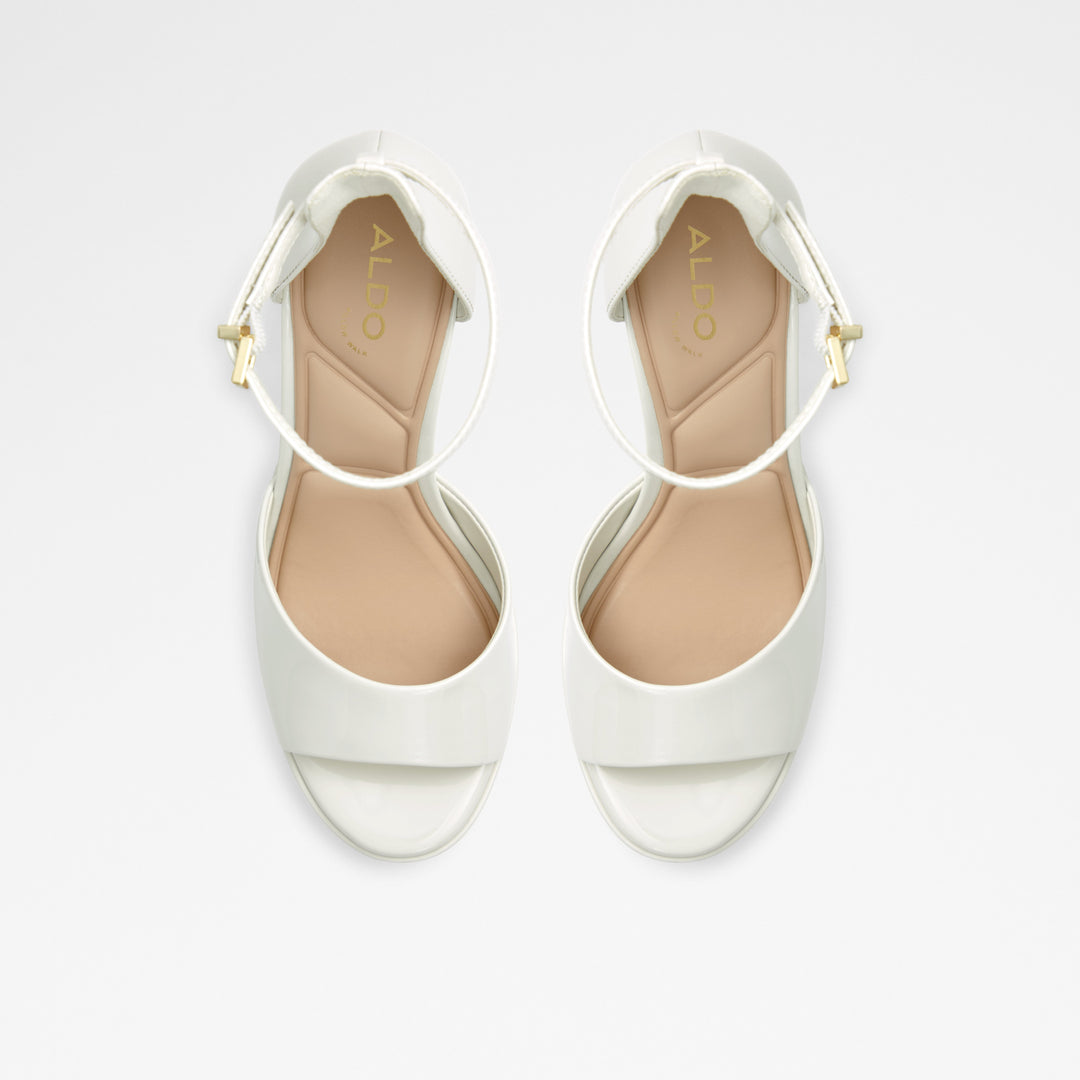 Sandálias em verniz branco, salto em bloco com plataforma - NISSA