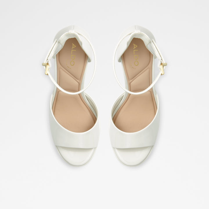 Sandálias em verniz branco, salto em bloco com plataforma - NISSA
