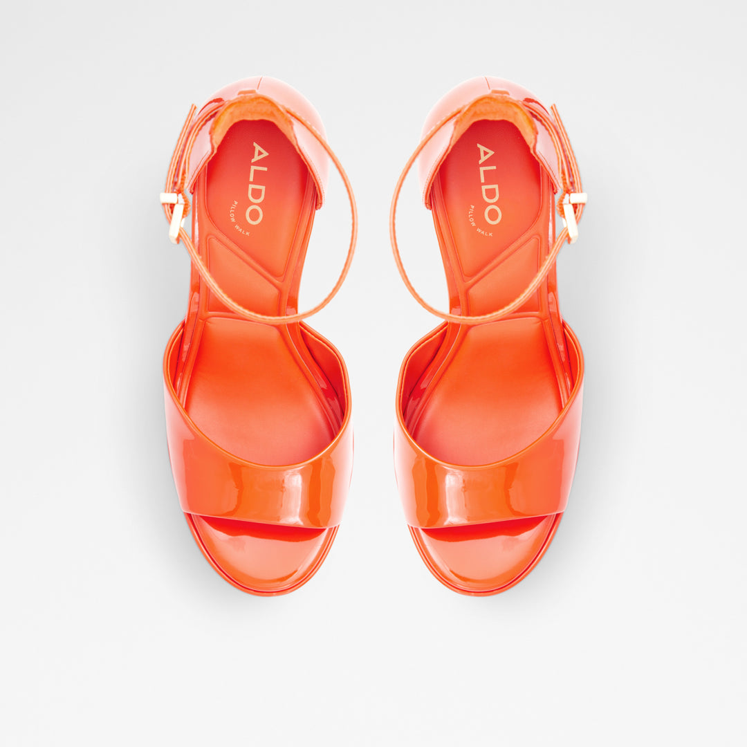 Sandálias em verniz Laranja, salto em bloco com plataforma - NISSA