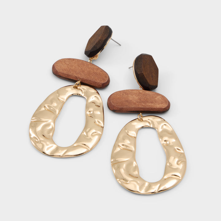 Brincos longos em dourado - OAKLYNN