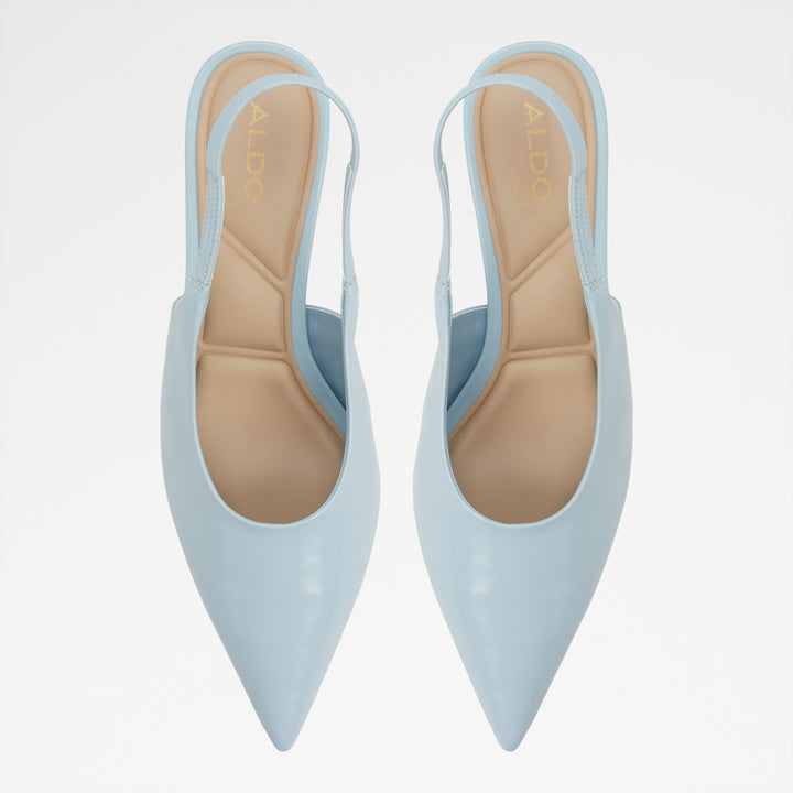 Sapatos em pele azul, salto em funil - OCEWETH