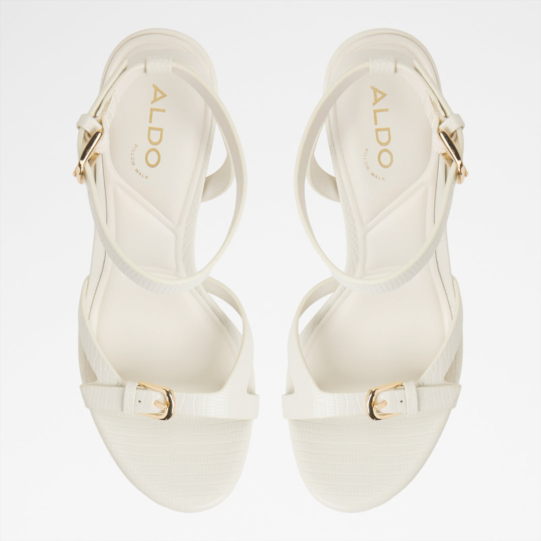 Sandálias em branco, salto fino com plataforma - ONAONWAN