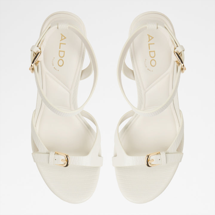 Sandálias em branco, salto fino com plataforma - ONAONWAN