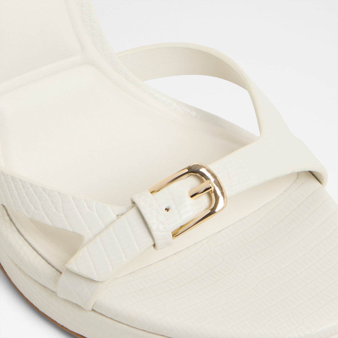 Sandálias em branco, salto fino com plataforma - ONAONWAN