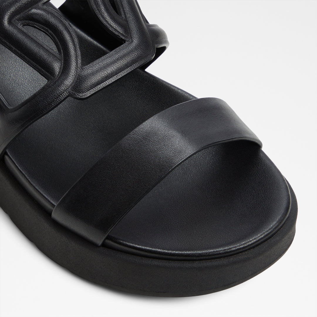 Sandálias de plataforma em pele preto - ONUVIA