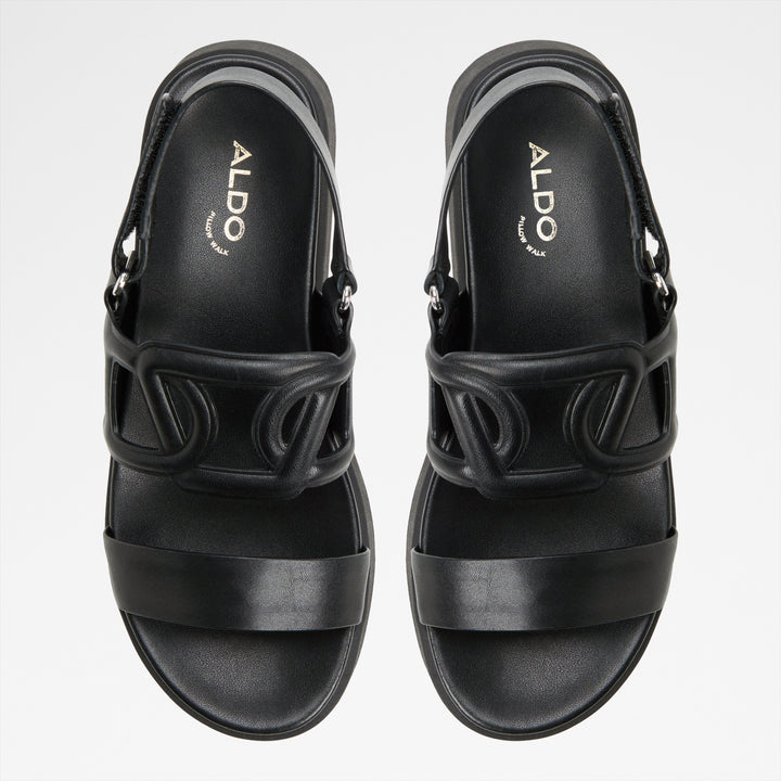 Sandálias de plataforma em pele preto - ONUVIA