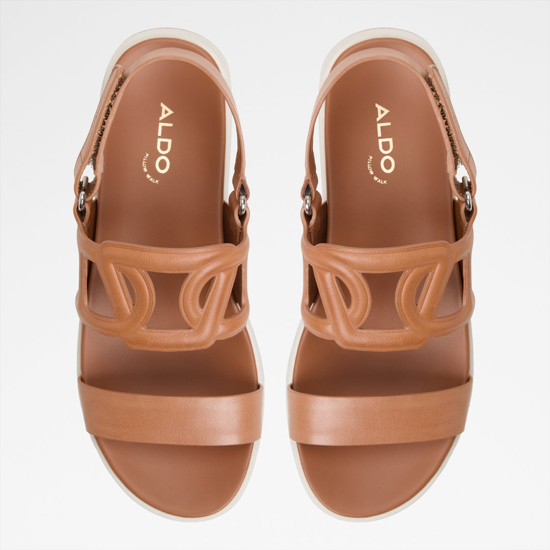 Sandálias de plataforma em pele cognac - ONUVIA