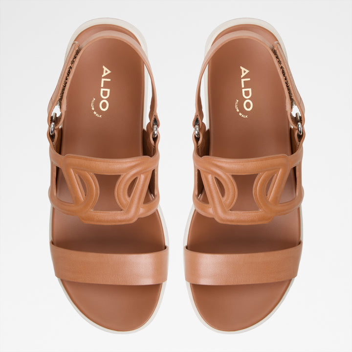 Sandálias de plataforma em pele cognac - ONUVIA