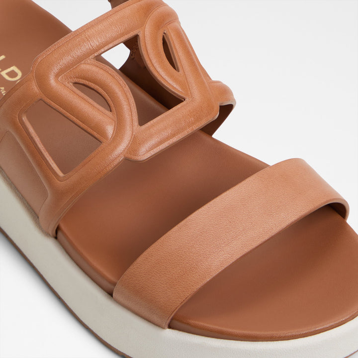 Sandálias de plataforma em pele cognac - ONUVIA