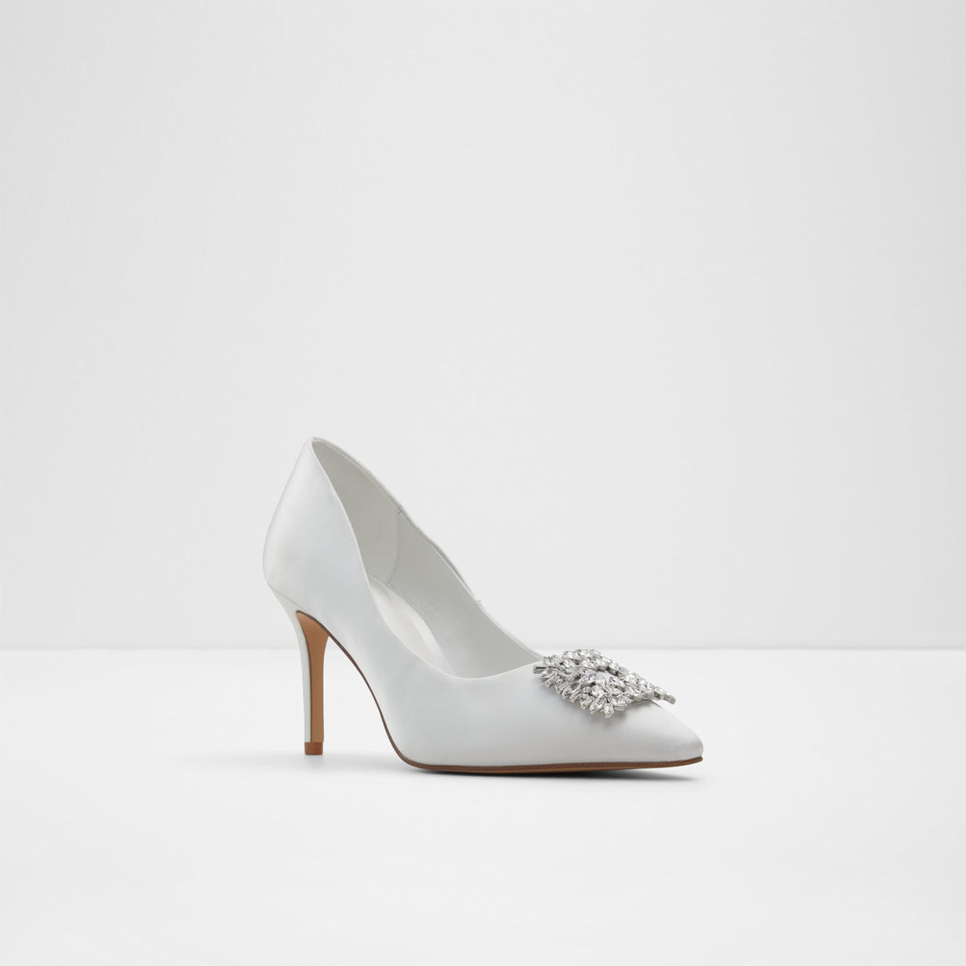 Sapatos em prateado, salto fino - PLATINE