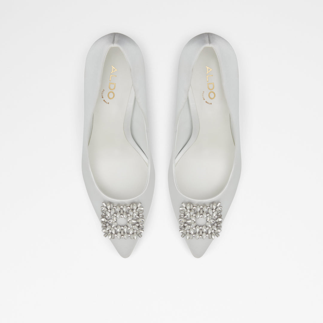 Sapatos em prateado, salto fino - PLATINE