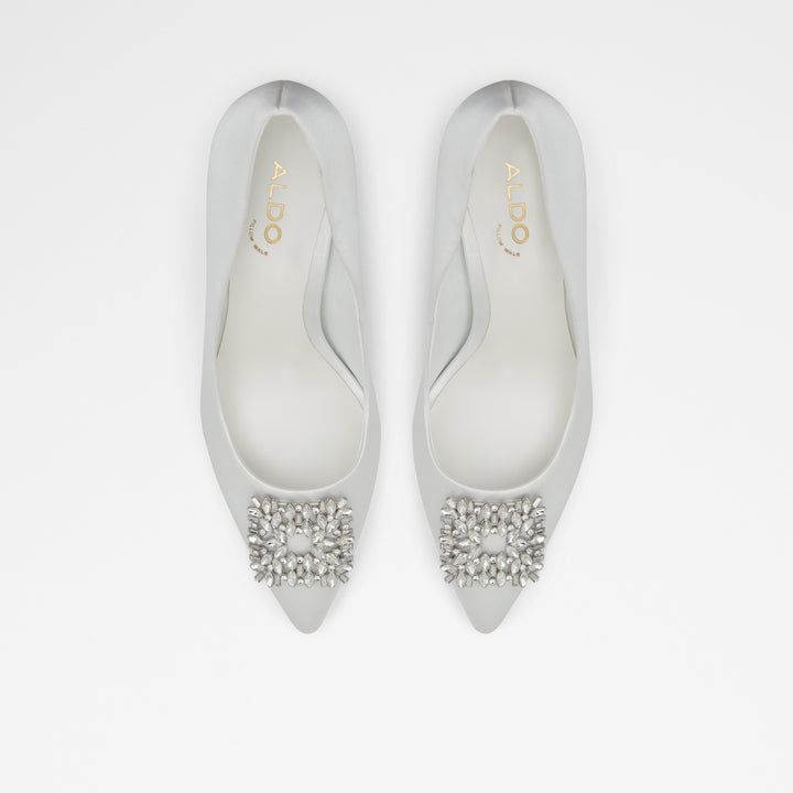 Sapatos em prateado, salto fino - PLATINE