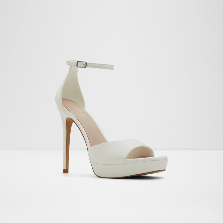 Sandálias em branco, salto fino com plataforma - PRISILLA