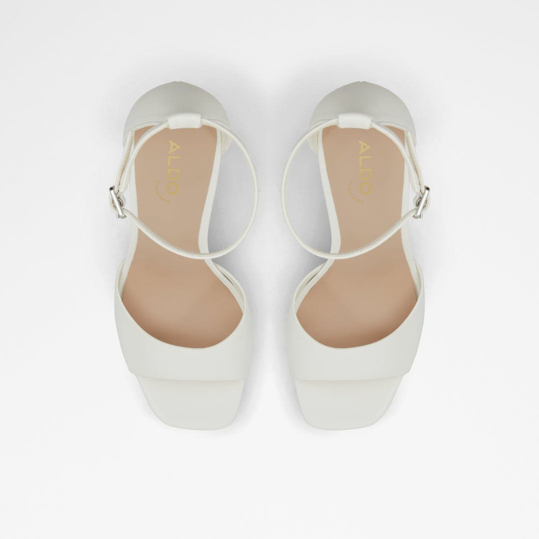 Sandálias em branco, salto fino com plataforma - PRISILLA