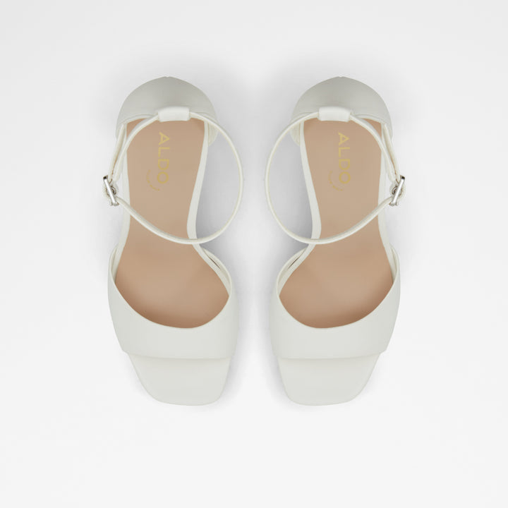Sandálias em branco, salto fino com plataforma - PRISILLA