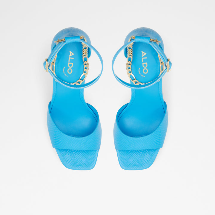 Sandálias em azul turquesa, salto fino com plataforma - PRISILLA
