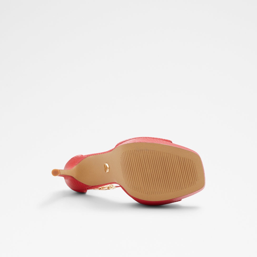 Sandálias em vermelho, salto fino com plataforma - PRISILLA