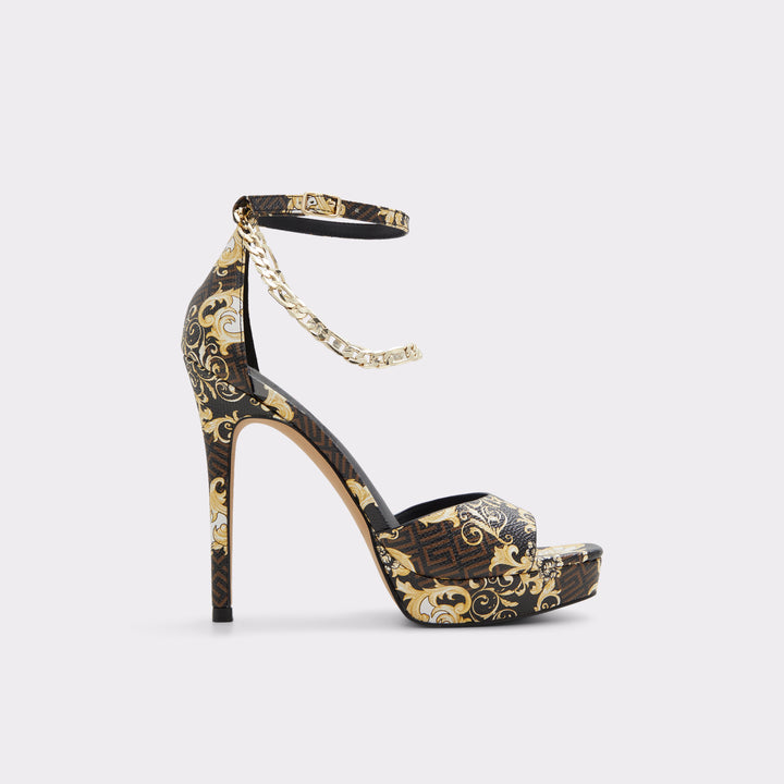 Sandálias em castanho, salto fino com plataforma - PRISILLA