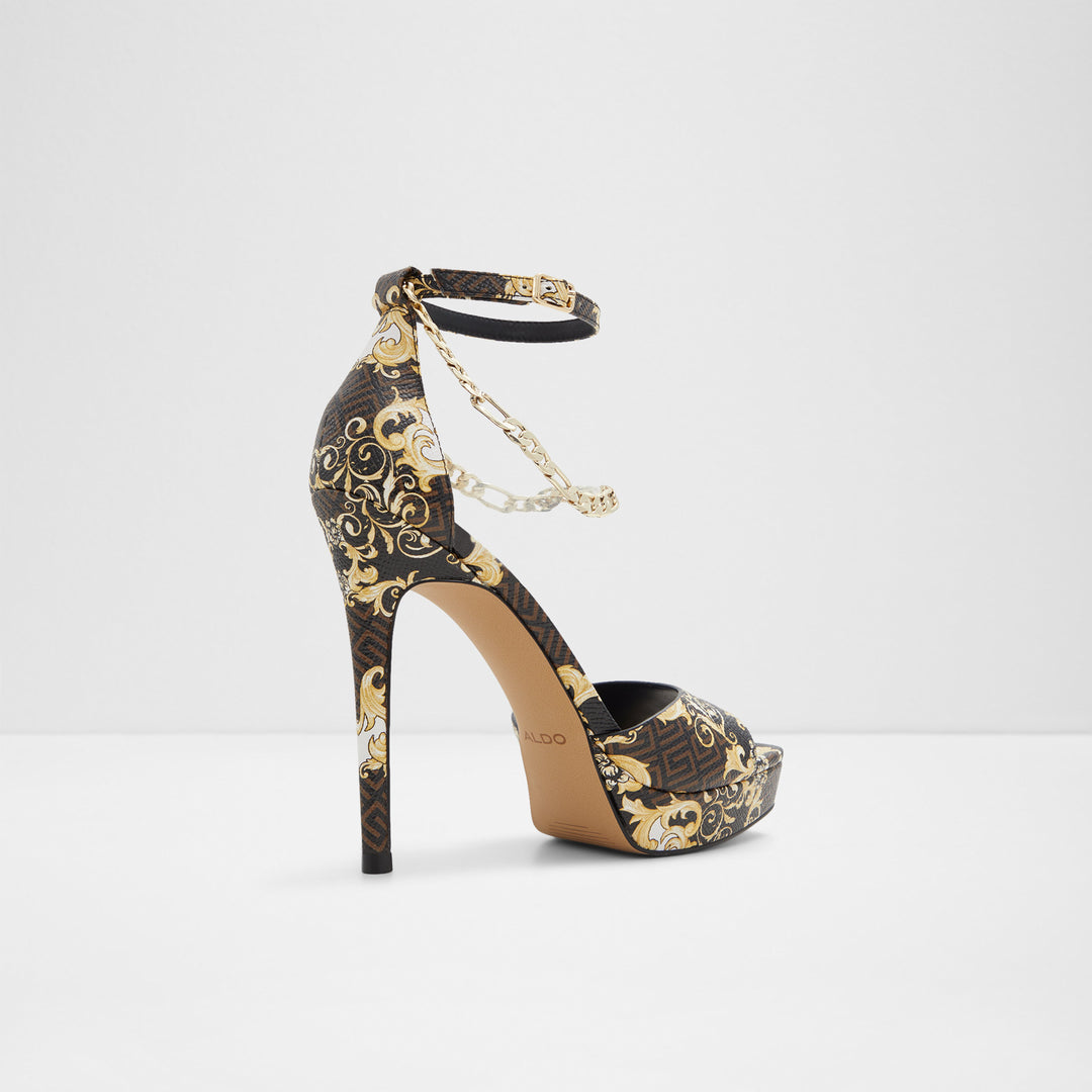 Sandálias em castanho, salto fino com plataforma - PRISILLA