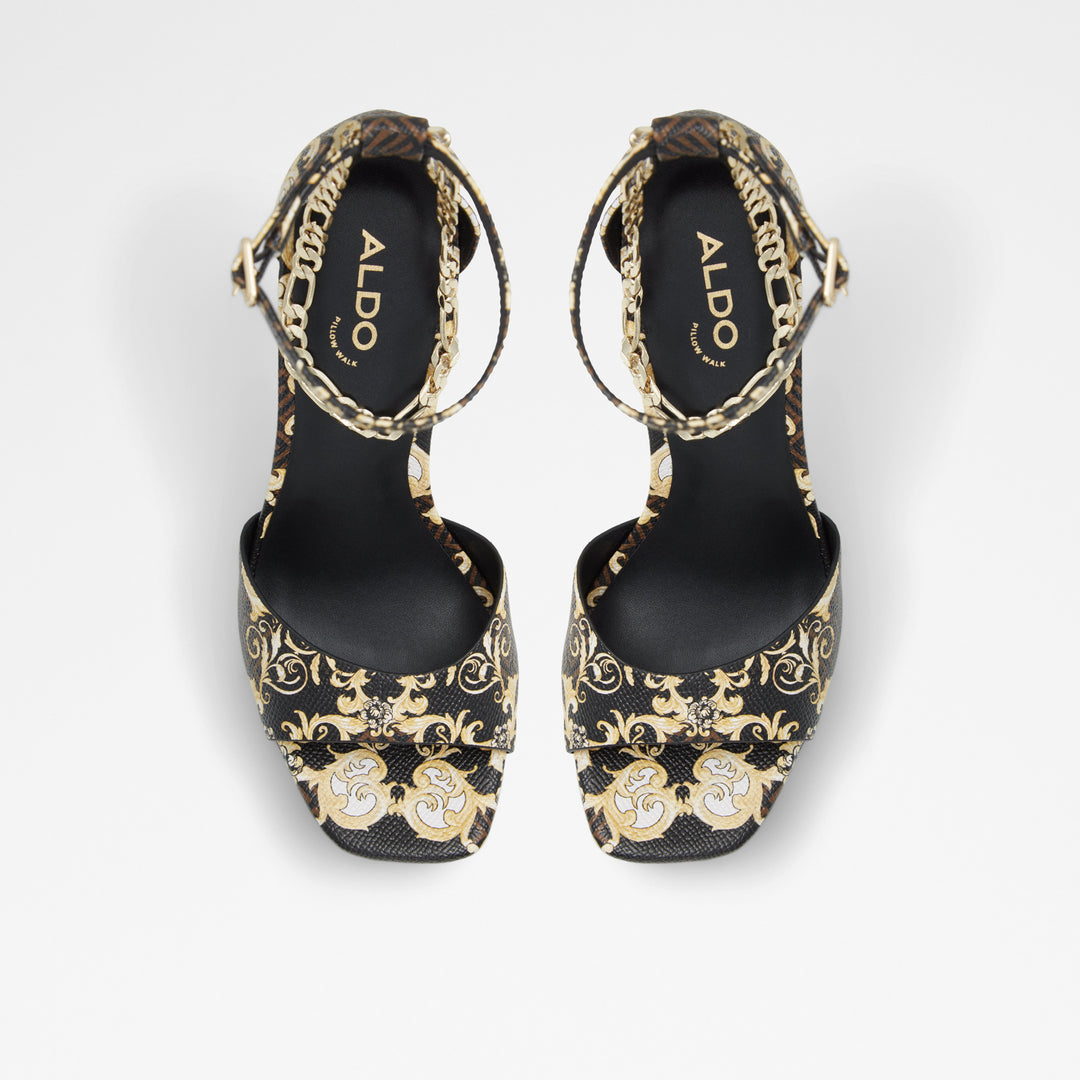 Sandálias em castanho, salto fino com plataforma - PRISILLA