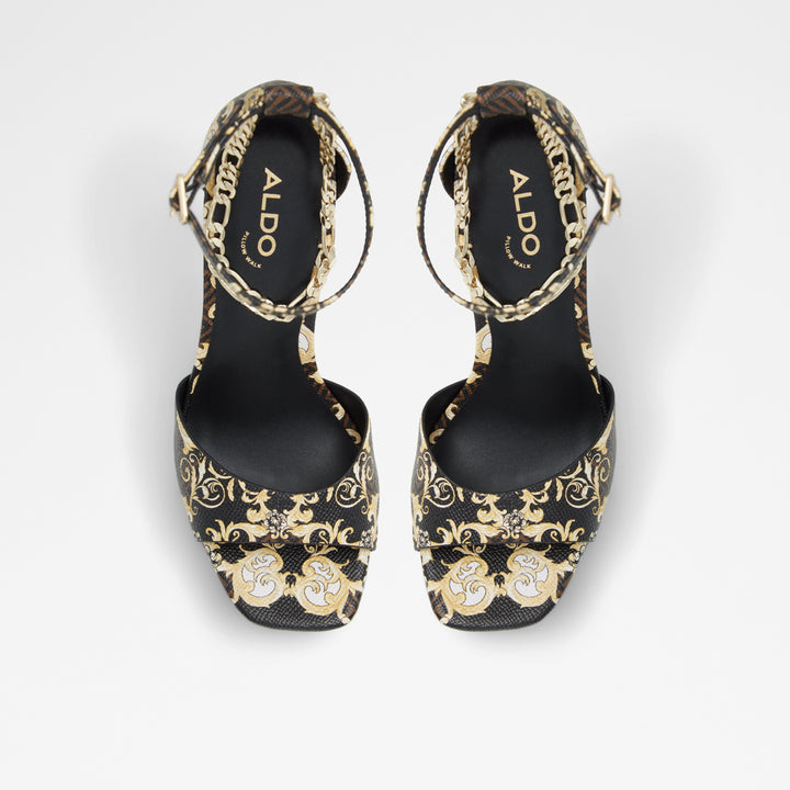 Sandálias em castanho, salto fino com plataforma - PRISILLA