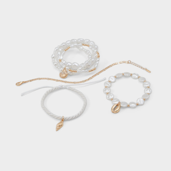 Pulseiras em branco e dourado - QARETHA