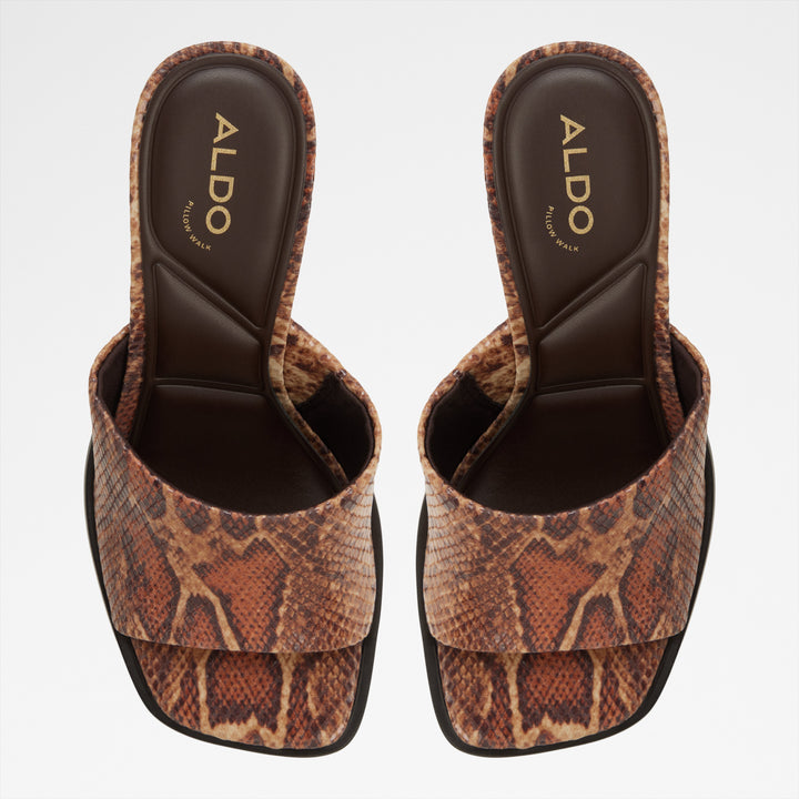 Mules em castanho, salto em bloco - RE-SOPHIA