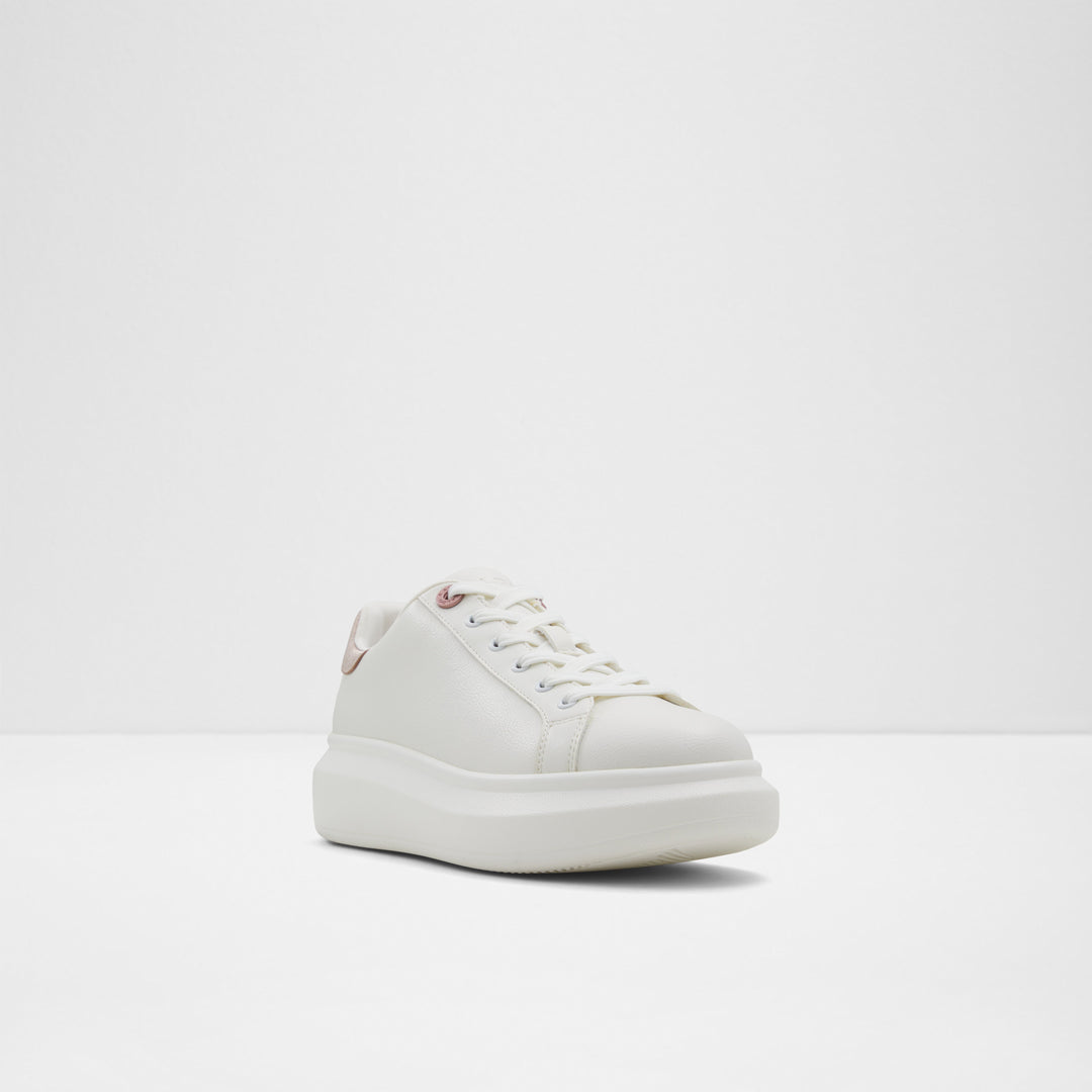 Sapatilhas rasas em branco e rosa dourado - REIA