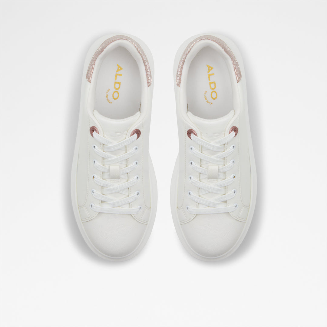 Sapatilhas rasas em branco e rosa dourado - REIA