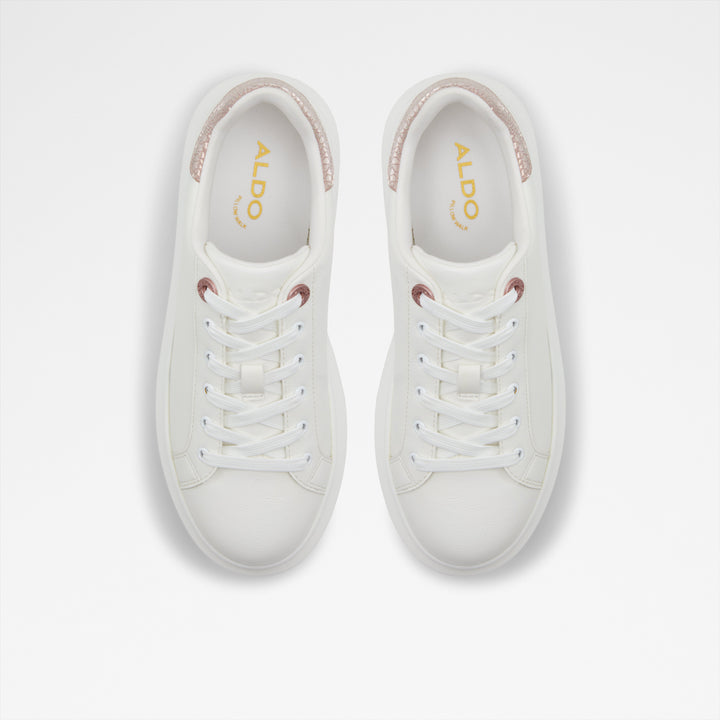 Sapatilhas rasas em branco e rosa dourado - REIA