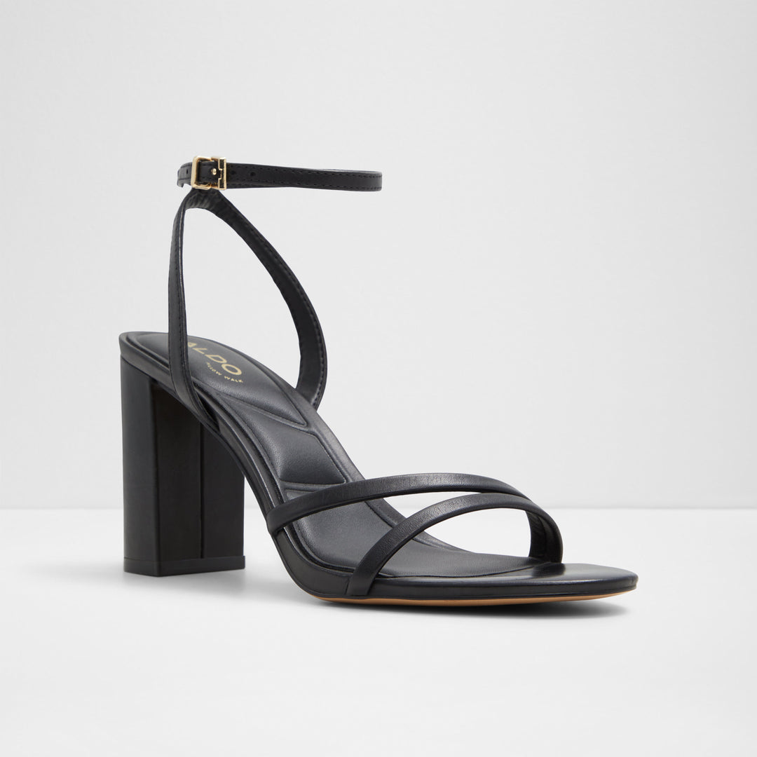 Sandálias em preto, salto em bloco - ROSALIND